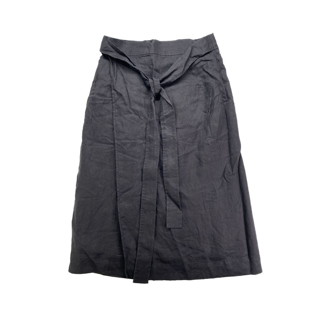 Everlane NWOT Linen Black Wrap Midi Skirt Size 8
